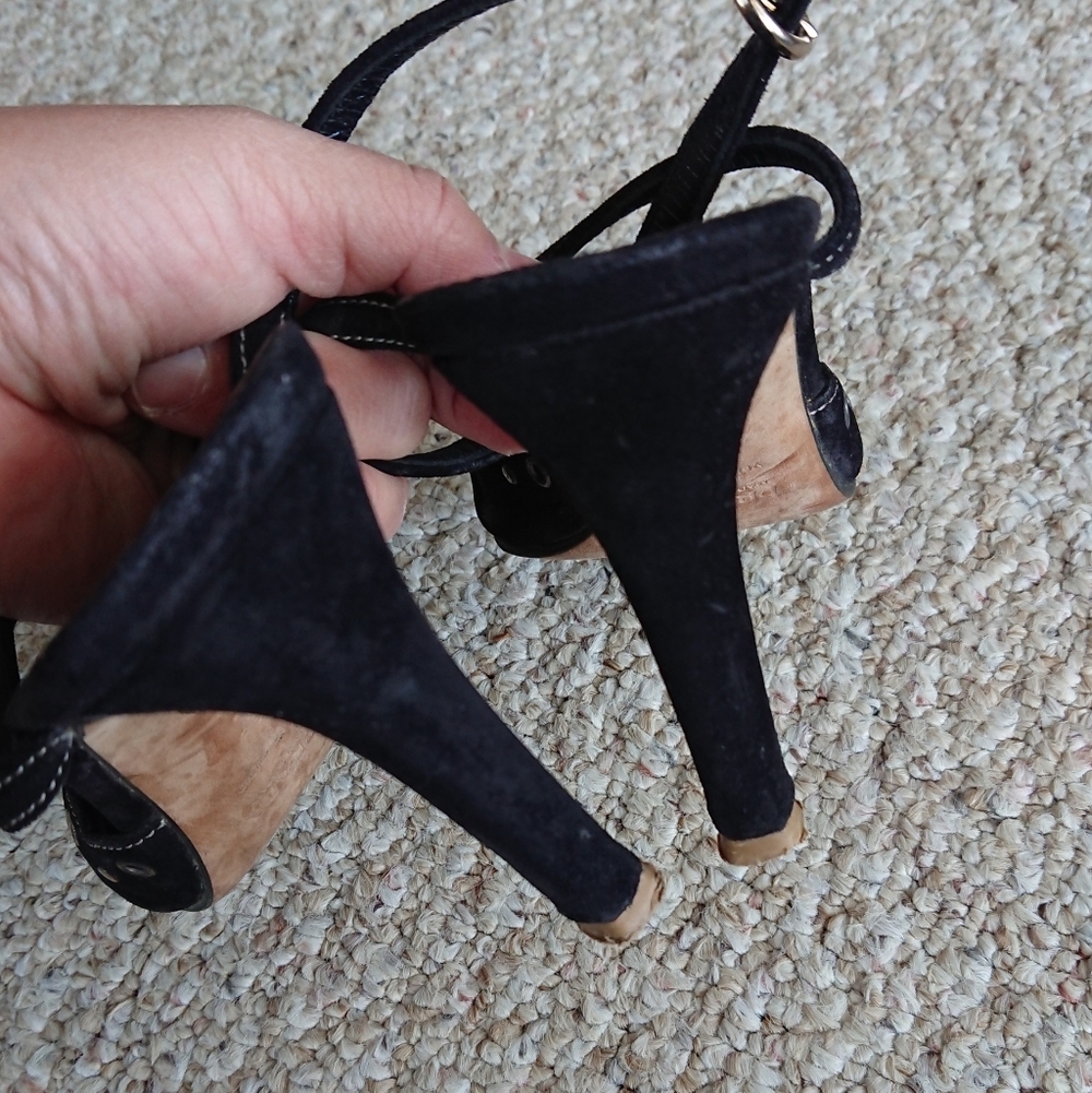 Prada black suede sandals with decorative metal grommets front details size 8 - Picture 10 of 13